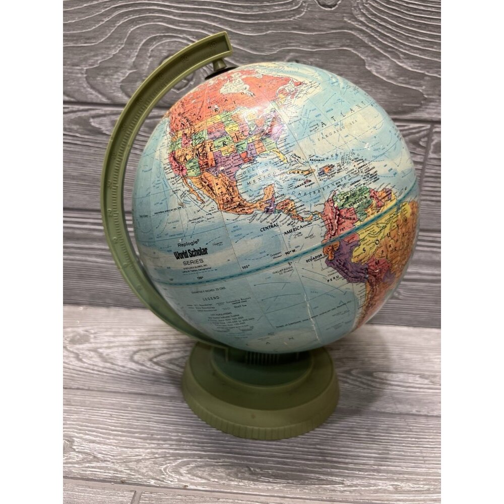 Vintage 70s Replogle World Scholars Series Globe Raised Relief USSR Plastic Base